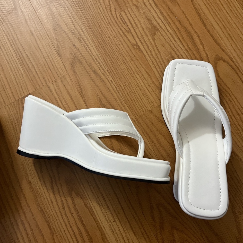 White platform wedges